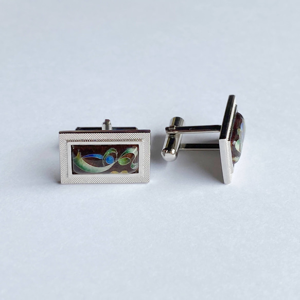 Tiny Ribbon Cloisonne Cufflinks(袖扣)純銀景泰藍 第3張的照片