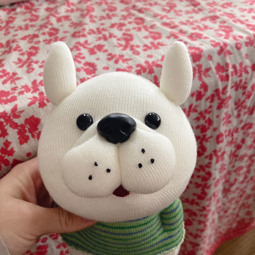 ★ハンドメイド★ ふわくた赤ちゃん フレンチブルドッグ ぬいぐるみ ホワイト ☆ハンドメイド☆ ふわくた赤ちゃん フレンチブルドッグ