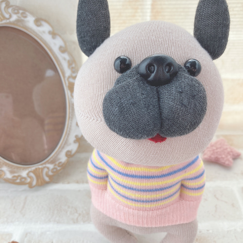 中古品 入手困難 モノコムサ × レベッカボンボン フレンチブルドッグぬいぐるみ ☆オーダーメイド☆ぽっけに手 フレブル フレンチブルドッグ