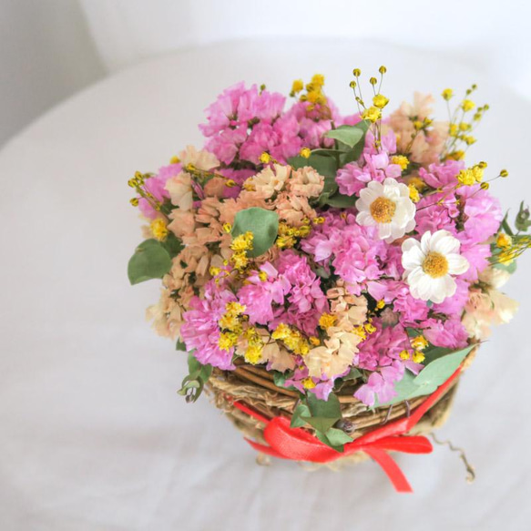 母の日フラワー【特集掲載】pure feminine mini flower basket　ギフトドライフラワー　母の日 10枚目の画像