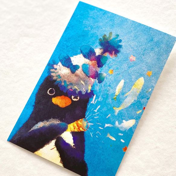 ペンギンポストカード［虹色セット］5枚入り 6枚目の画像