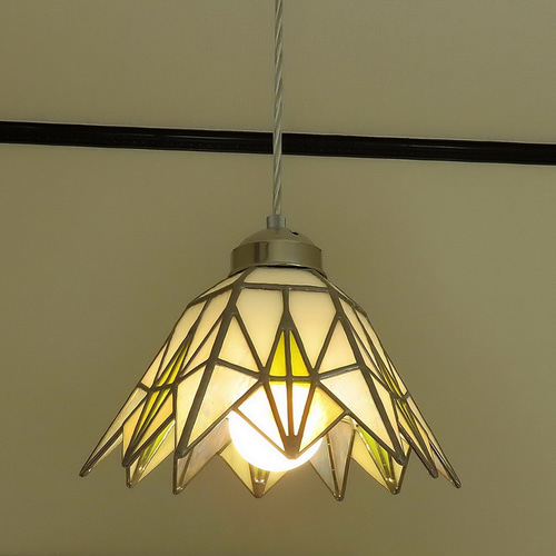 Lサイズ・イエローダイヤ（ステンドグラスペンダントライト）吊り下げ