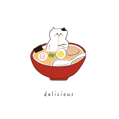 ねこ&ラーメン スマホケース iPhoneケース・カバー ハミング