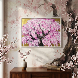 油絵/一点物】至福の輝き『黄金に輝く桜の大樹』 絵画 HR 通販
