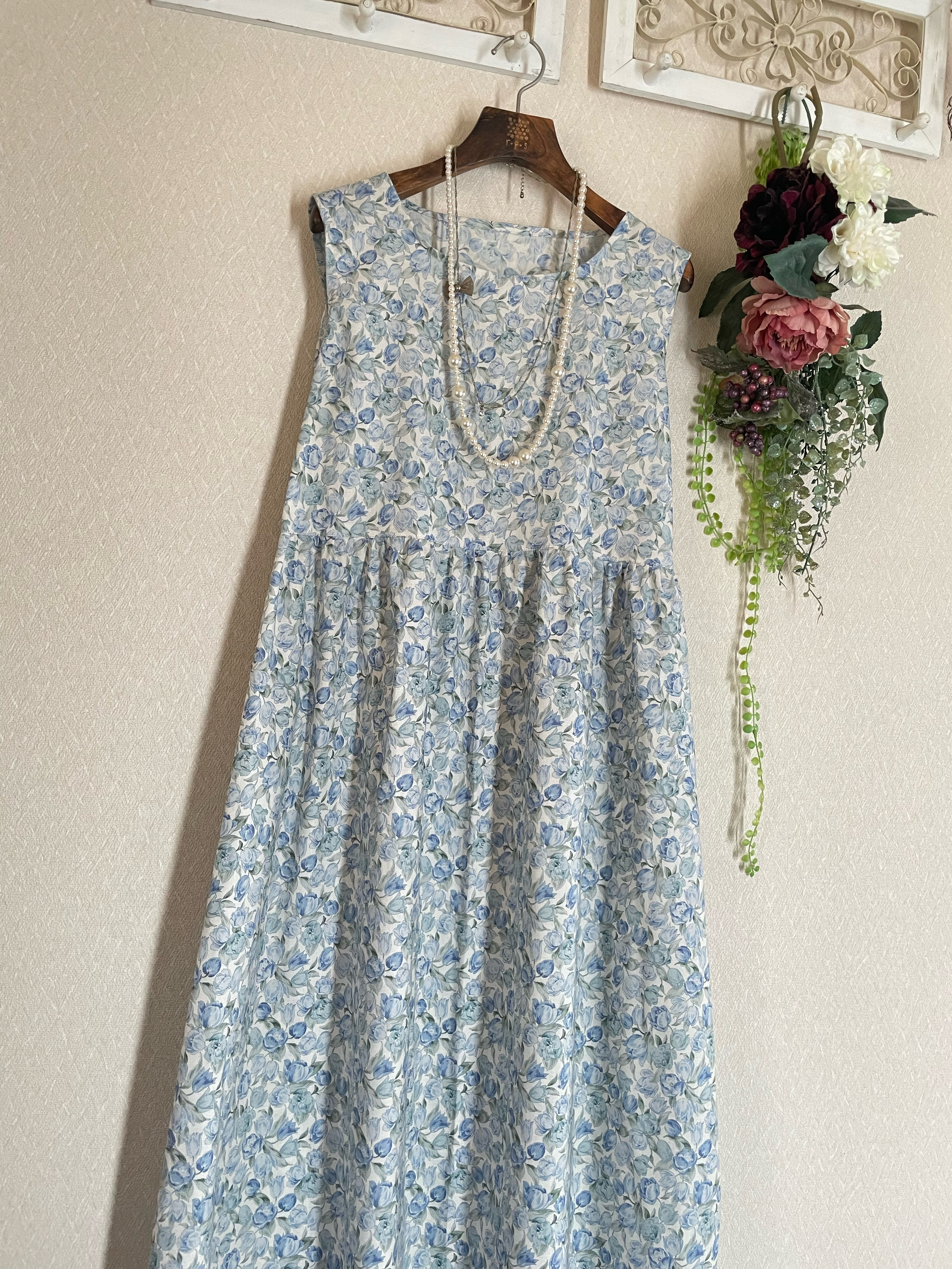 チューリップflowerノースリーブ切替ワンピース