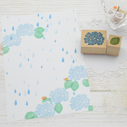 紫陽花のはんこ 梅雨はんこ かたつむり付き 3枚目の画像