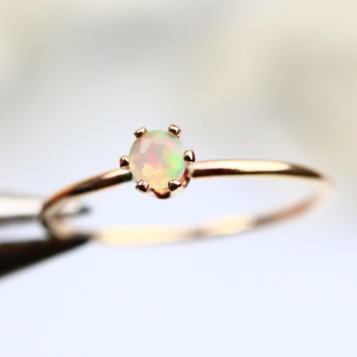 14kgf 】天然 エチオピア オパールのリング・指輪／珍しいダイアモンド
