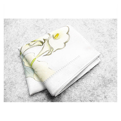綿ハンカチ（ピコ刺繍付き）（カラー）（白色） 2枚目の画像