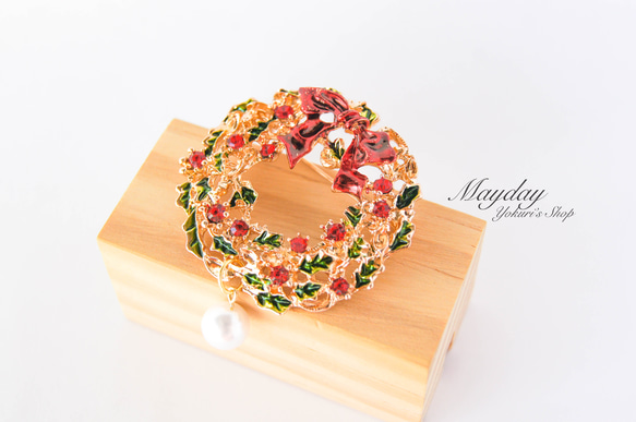 『優雅なブローチシリーズ　クリスマスリース』Christmas 1枚目の画像
