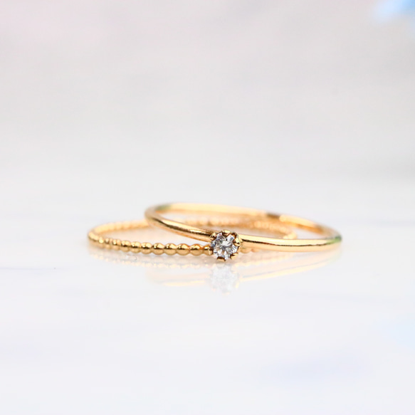 【時隔兩年補貨】兩件組 / 可選天然寶石或誕生石（2毫米寶石）&amp; 可選直戒 *14公斤力 第4張的照片