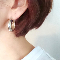 地金＊プラチナ【5×10mm 月甲フープピアス】Pt900刻印入 日本製