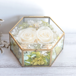 自分で選べるセミオーダー＊大輪のバラのアンティークガラスのリングピローＭサイズ 8枚目の画像