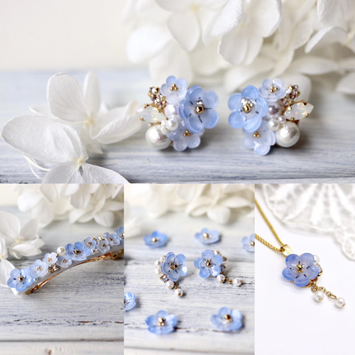 ネモフィラ(水色)ひと粒＊ピアス／イヤリング （アイスブルー、花