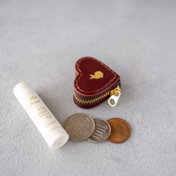 ❤︎うさぎの心❤︎小さいハートの牛革コインケースorジュエリーケース/ボルドー/ミニ 財布 コンパクト 4枚目の画像