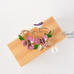 『優雅なブローチシリーズ　鳥とお花のブローチ』 4枚目の画像