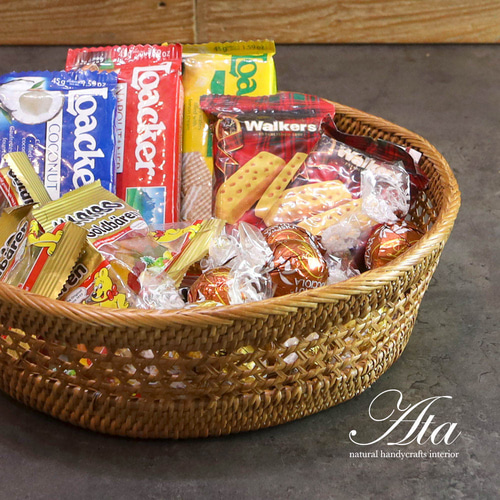 アタ製 透かし編みのかご パンか お菓子入れ 茶菓子 根菜かご みかん