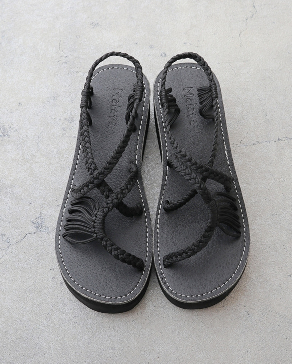 【Malapa Sandal】ナイロンストラップサンダル Risa HI ブラック 厚底 ビーサン スポサン 3枚目の画像