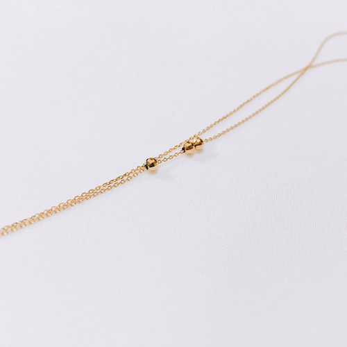 18金 3.0mm ミラーボール ペンダント × アズキ チェーン