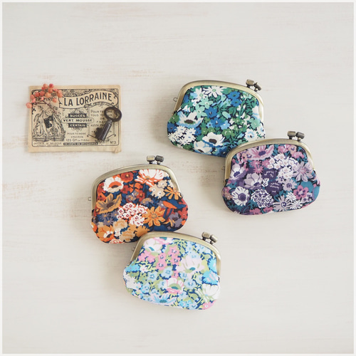 リバティ ハンドメイド がま口キーホルダー755 リバティ ハンドメイド がま口キーホルダー 355