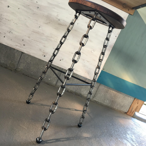 鉄鎖脚の アイアンハイスツール カウンターチェア チェア 椅子