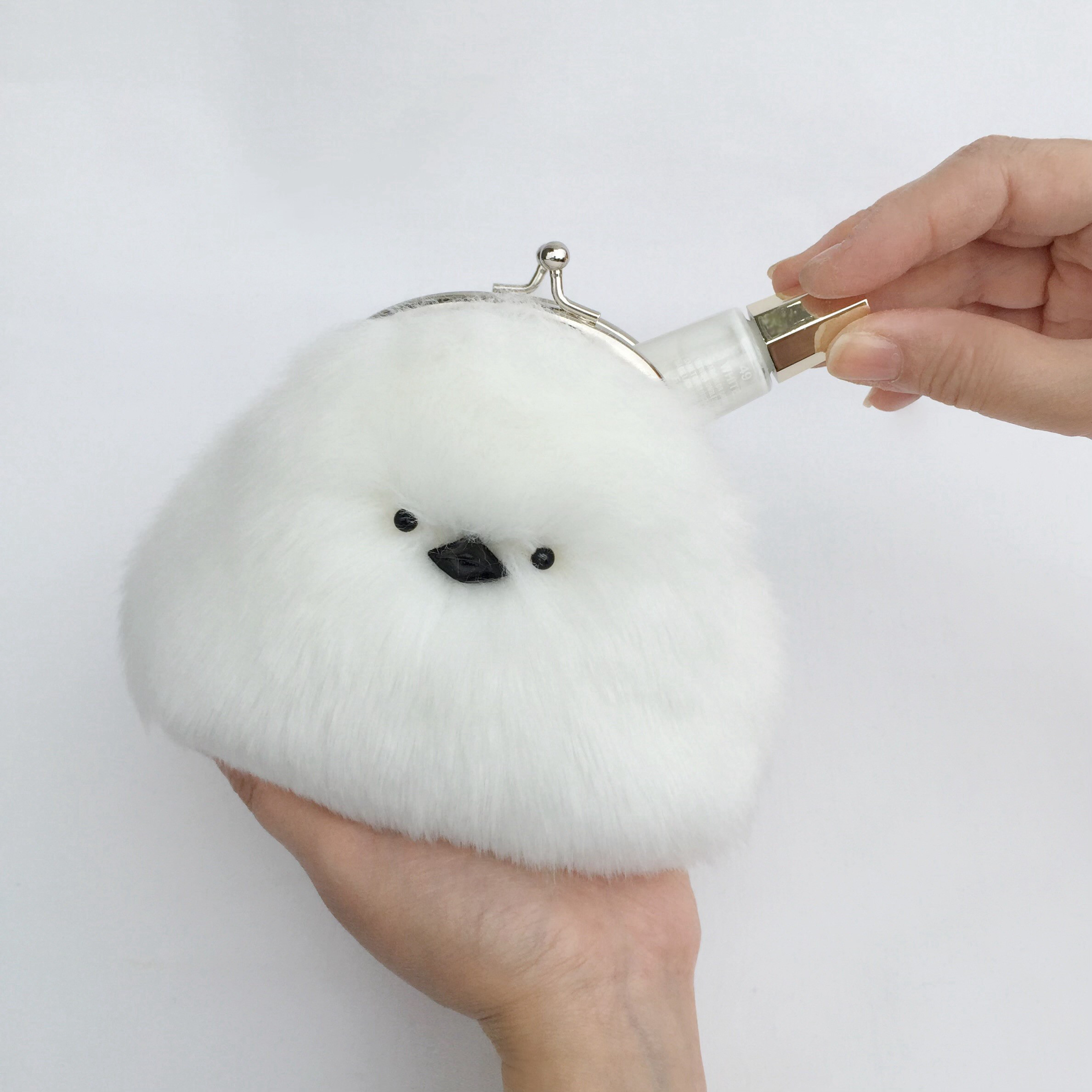 シマエナガ？ 風な？ がま口 ポーチ