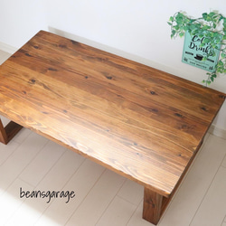 無垢ローテーブル 90×50 しっかりした厚め天板 天然無垢材 コーヒーテーブル カフェテーブル リビングテーブル 4枚目の画像