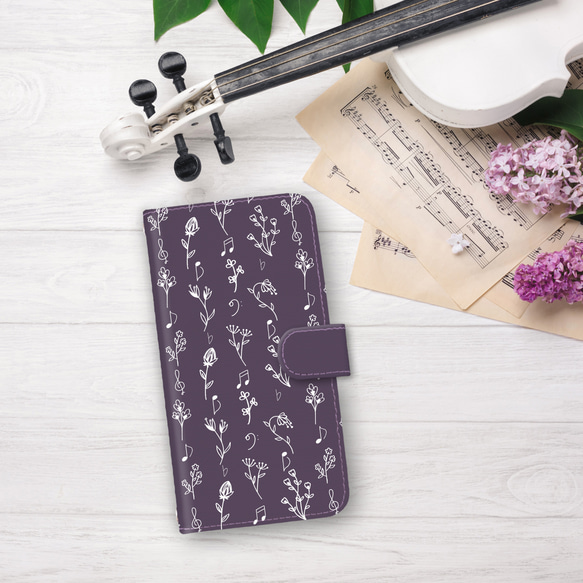 再次上架 x 4♪ “漂亮的手繪野花紫羅蘭” 花朵和音符 ♪ 兼容幾乎所有 iPhone/Android 型號 智慧型手機殼 筆 第1張的照片