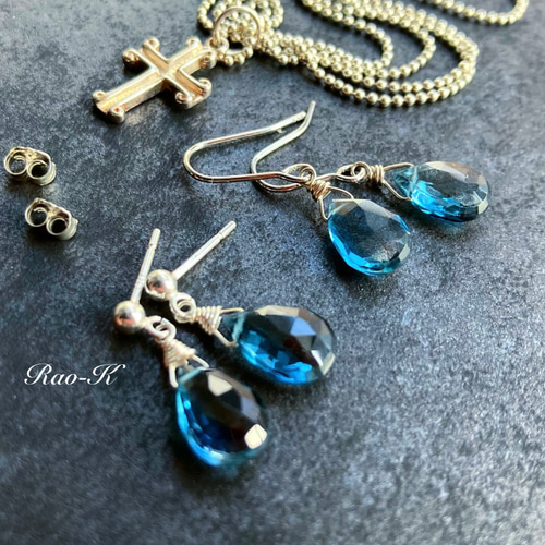 ✨選べる金具✨極上大粒ロンドンブルートパーズのピアス
