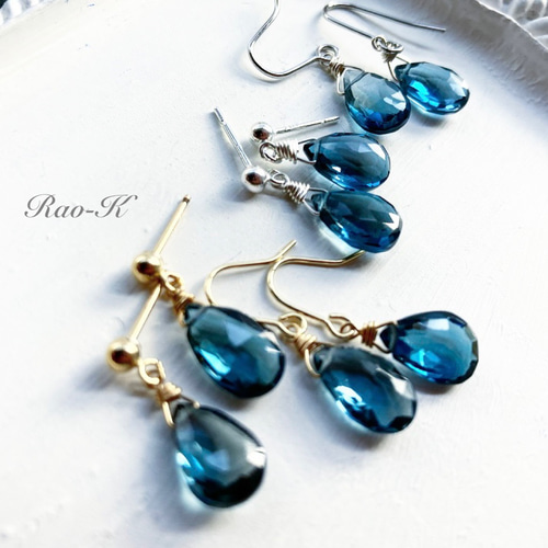 ✨選べる金具✨極上大粒ロンドンブルートパーズのピアス/イヤリング