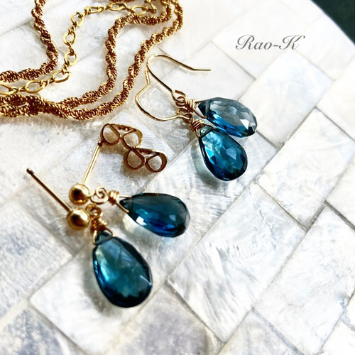 ♢大粒♢ロンドンブルートパーズ オパール 14kgf ピアス/イヤリング ♢大粒♢ロンドンブルートパーズ オパール 14kgf ピアス/イヤリング