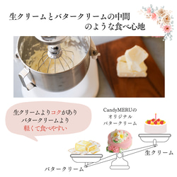 シュガーレースとチューリップのフラワーケーキ(バタークリームケーキ、チーズケーキ味） 7枚目の画像
