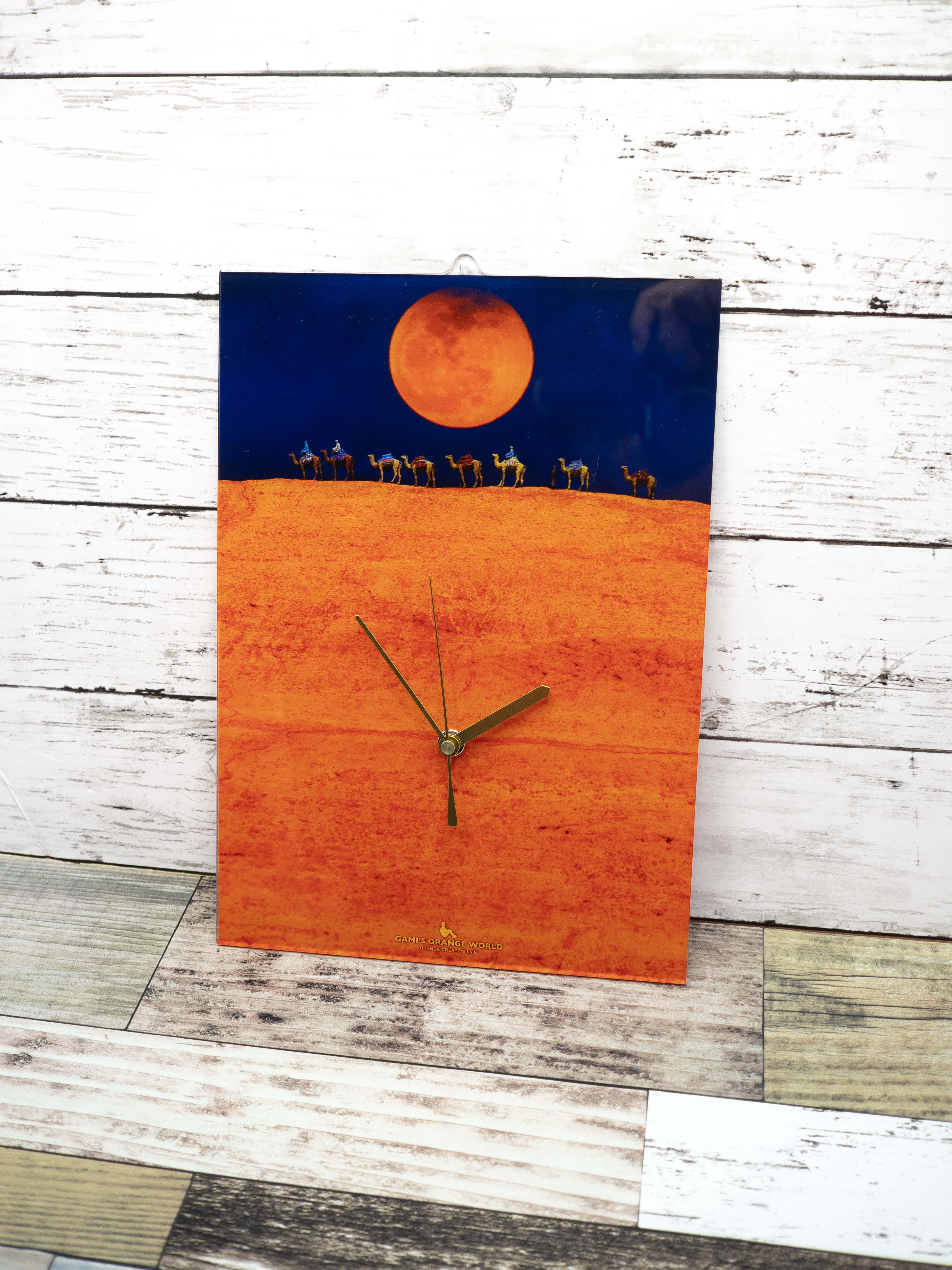 【掛け時計/置き時計】オレンジジャーニー（アクリル製）※文字盤無し