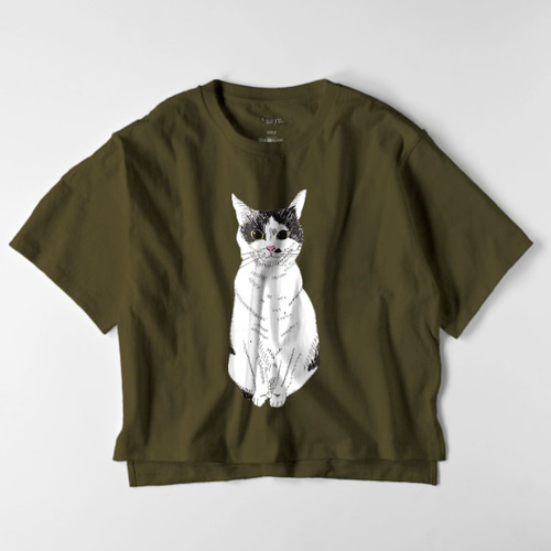 みーこ おすわり オーバーサイズTシャツ 猫 イラスト ゆったり