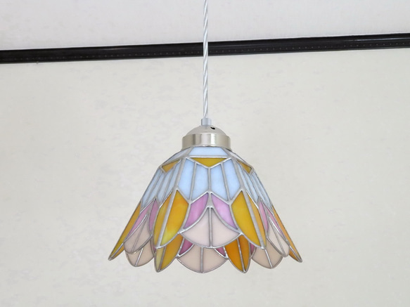 カラフル ステンドグラス ペンダントライトオレンジ オレンジ・ピンク