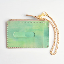 手工染色皮革證件套“森林沐浴No.158（證件套附零錢包）” 第3張的照片