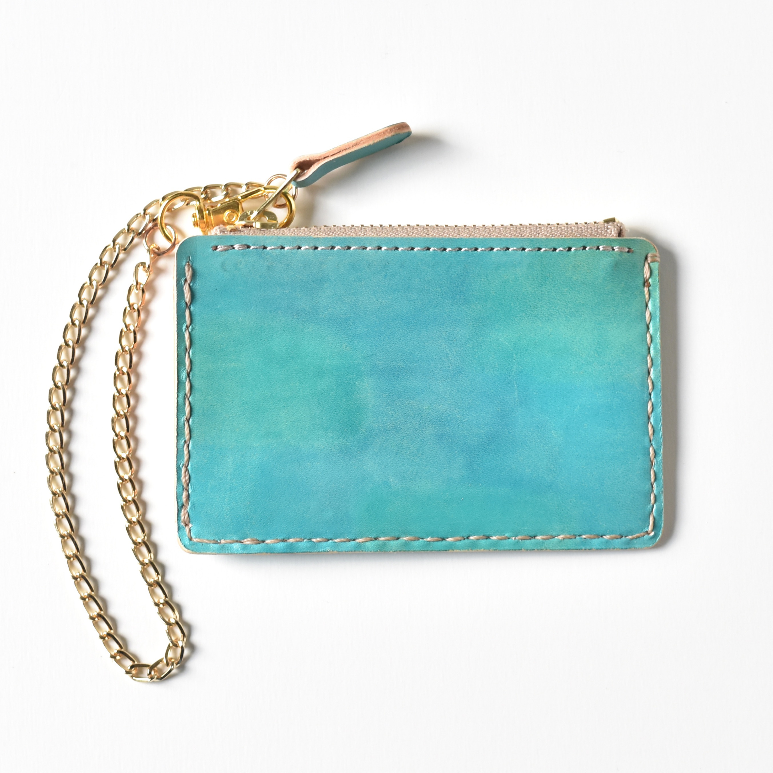 革の手染めパスケース 「Under the Sea（ファスナー付きパスケース）」