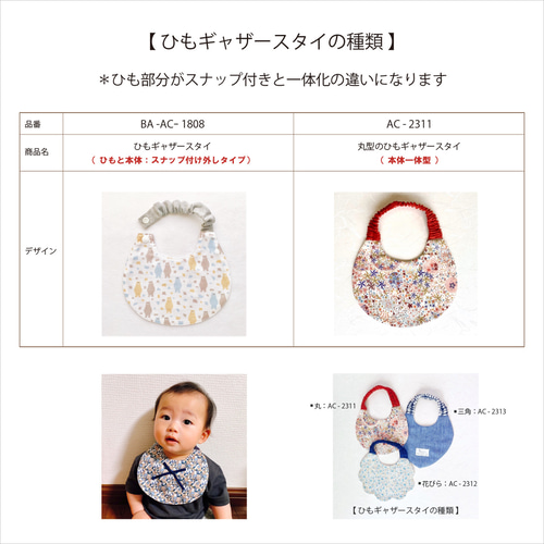 紐ギャザーのスタイ（型紙と作り方のセット）BA-ACｰ1808 型紙 子ども服