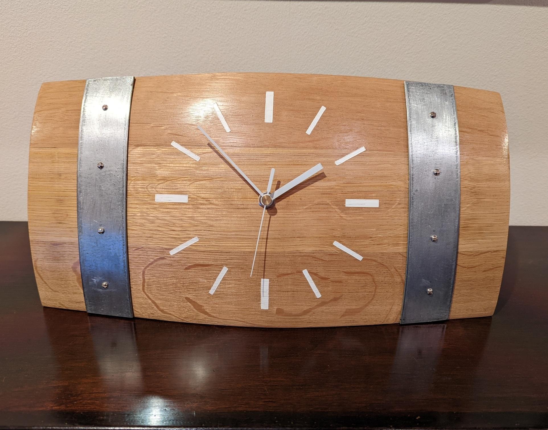 ワイン樽　置き時計　掛け時計　2WAY　高級オーク材