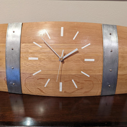 ワイン樽　置き時計　掛け時計　2WAY　高級オーク材 2枚目の画像
