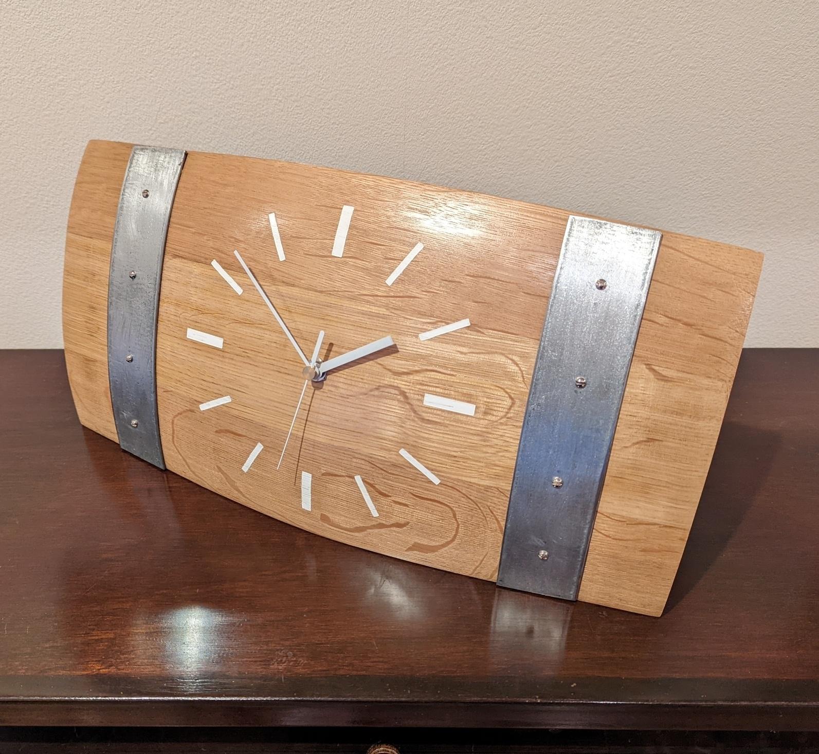 ワイン樽　置き時計　掛け時計　2WAY　高級オーク材