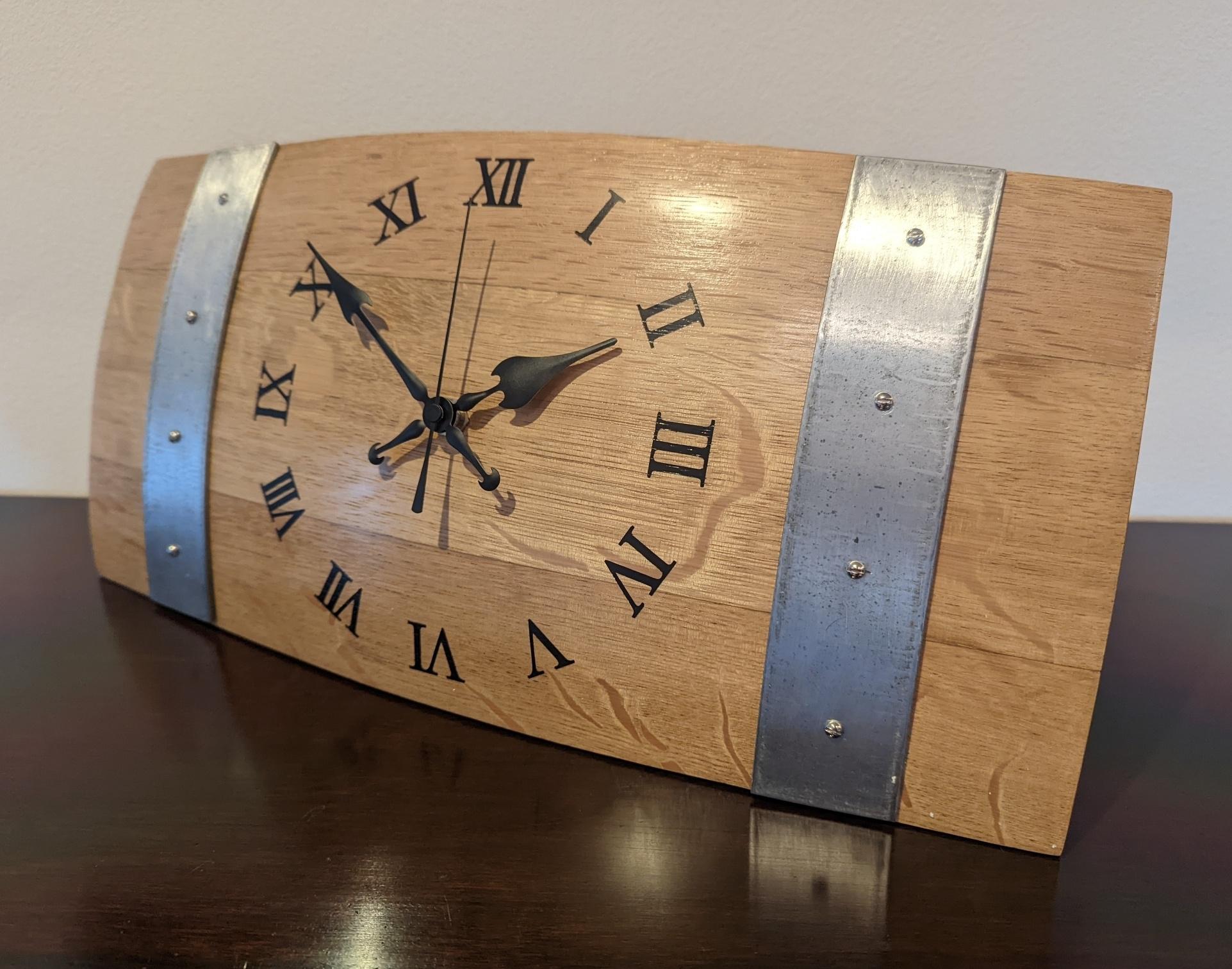 ワイン樽　置き時計　掛け時計　2WAY　高級オーク材