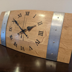ワイン樽　置き時計　掛け時計　2WAY　高級オーク材 4枚目の画像