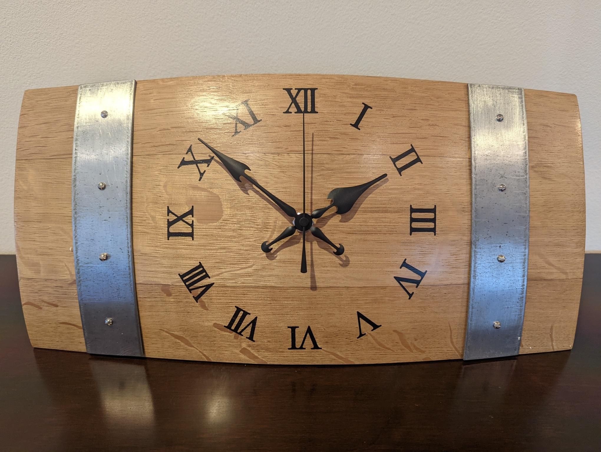 ワイン樽　置き時計　掛け時計　2WAY　高級オーク材