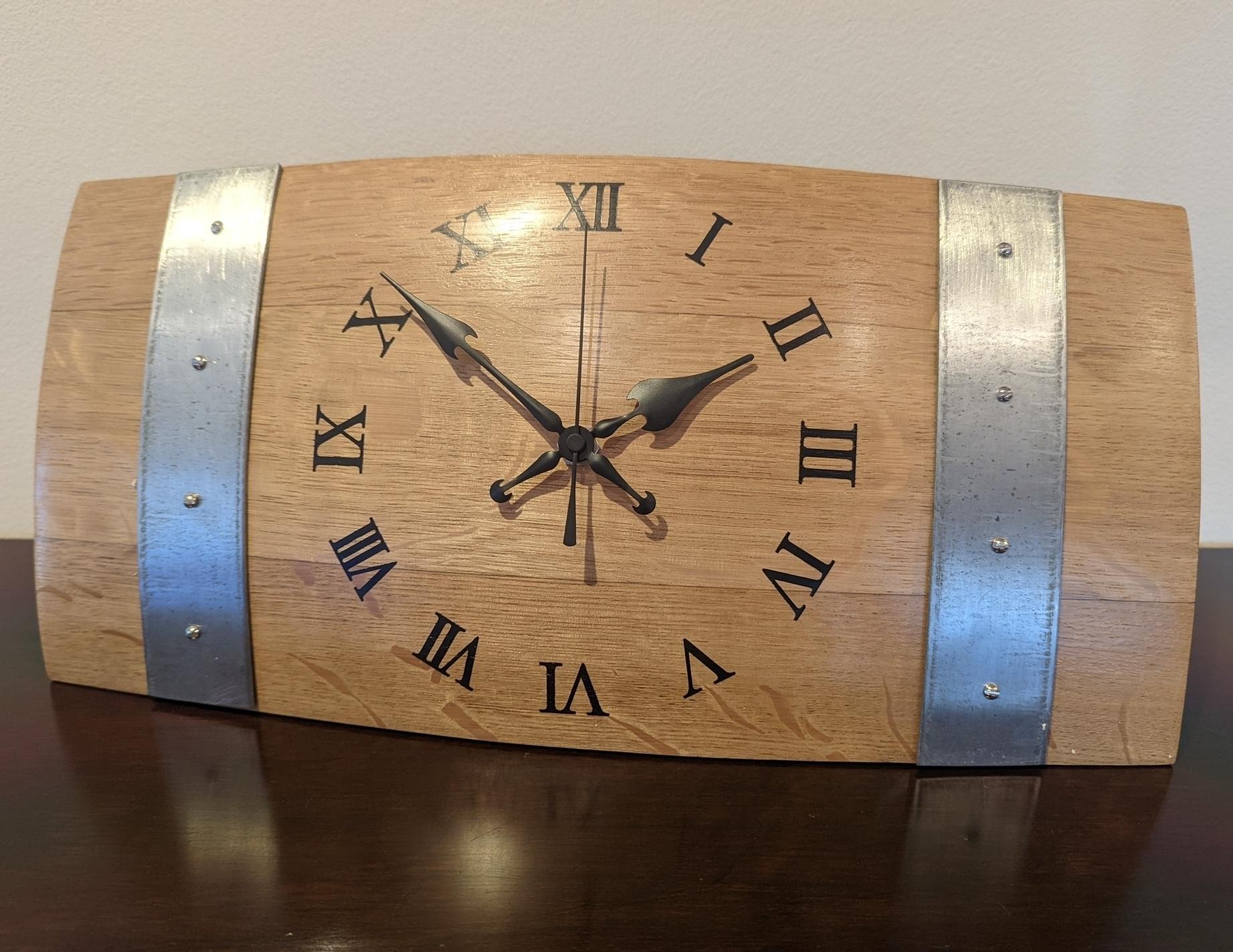 ワイン樽　置き時計　掛け時計　2WAY　高級オーク材