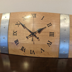 ワイン樽　置き時計　掛け時計　2WAY　高級オーク材 3枚目の画像
