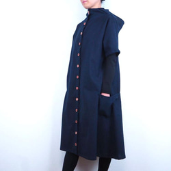 リバティ長袖ワンピース＜30チャイルドフッド・コラージュ ブルー