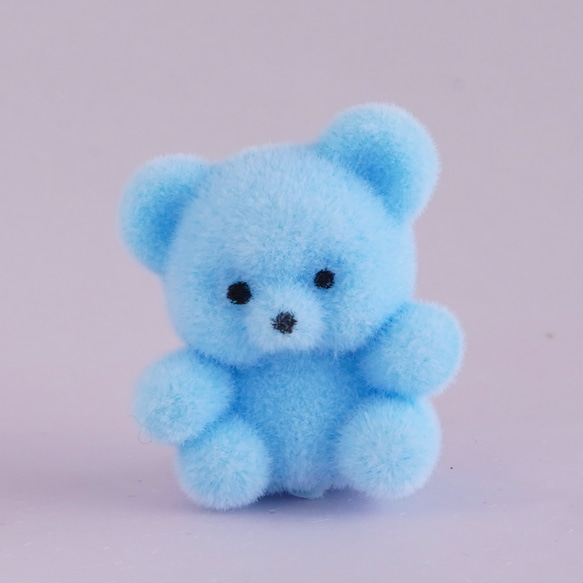 1個)フロッキー くまちゃん＊水色 (オプションでヒートン装着します