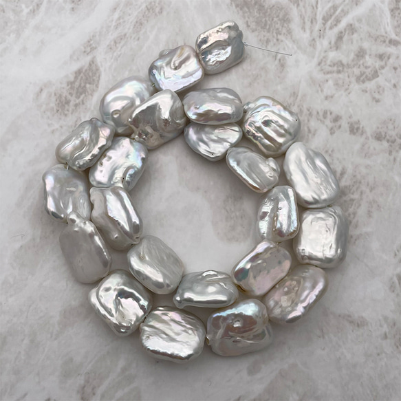 100％安い おすすめ】 連40cm 大粒 レクタングル バロックパール 16~19mm アクセサリー