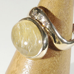 7.70ctルチルクォーツの指輪（リングサイズ：11号、サイズ変更可、針入り水晶、金線入り水晶、18K張り） 1枚目の画像
