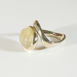 7.70ctルチルクォーツの指輪（リングサイズ：11号、サイズ変更可、針入り水晶、金線入り水晶、18K張り） 4枚目の画像